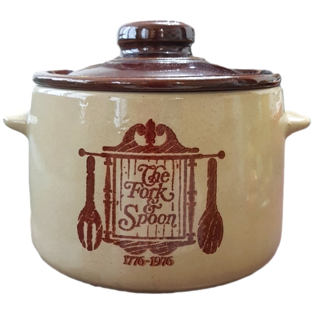 1976 Bicentennial Stoneware Crock w Lid – West Bend Fork & Spoon